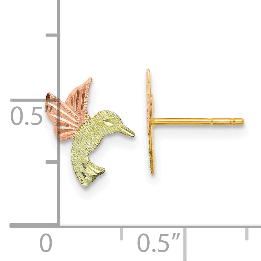 10k w/12K Posts Black Hills Gold Hummingbird Post Earrings