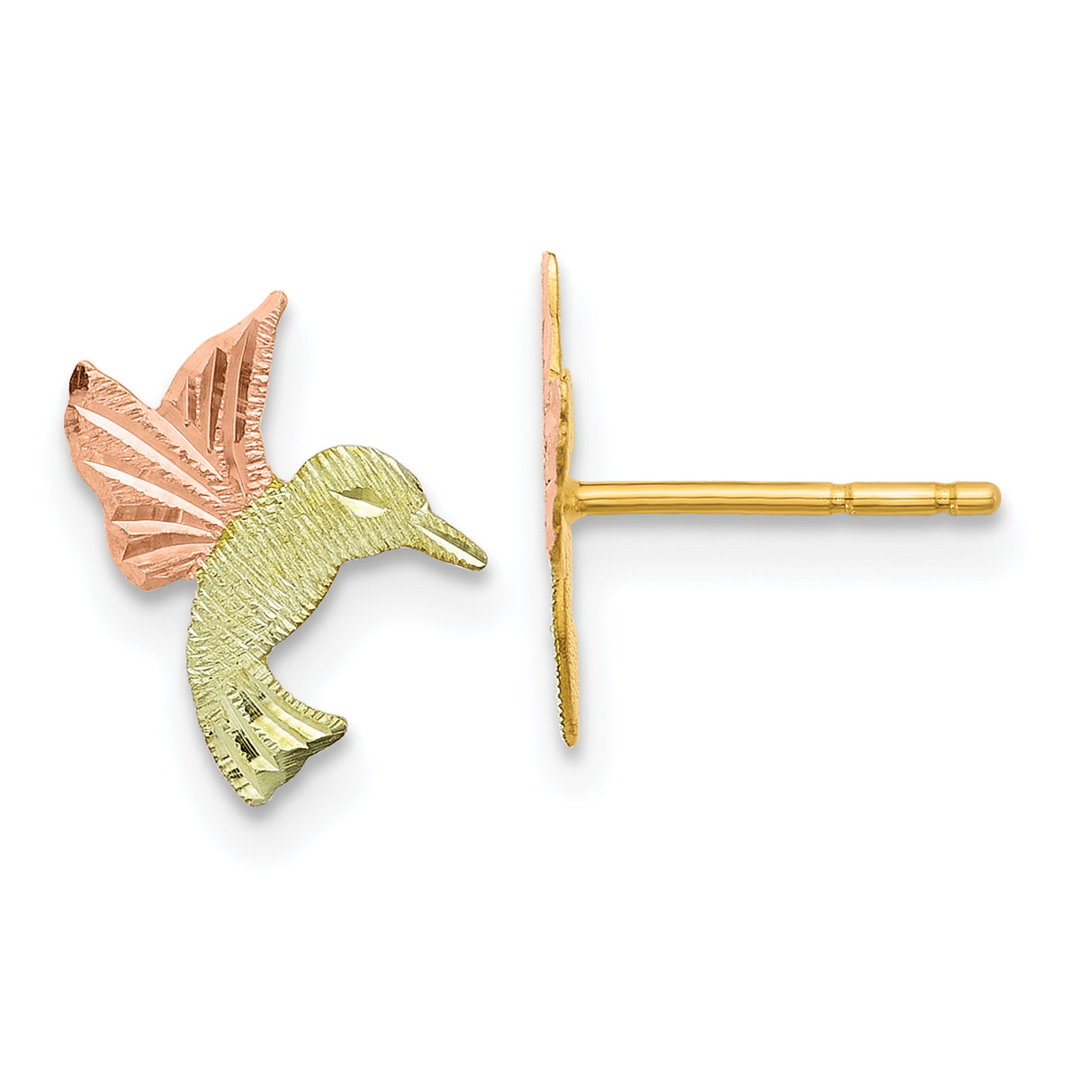10k w/12K Posts Black Hills Gold Hummingbird Post Earrings