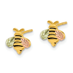10k w/12K Accents Black Hills Gold Antiqued Bee Post Earrings