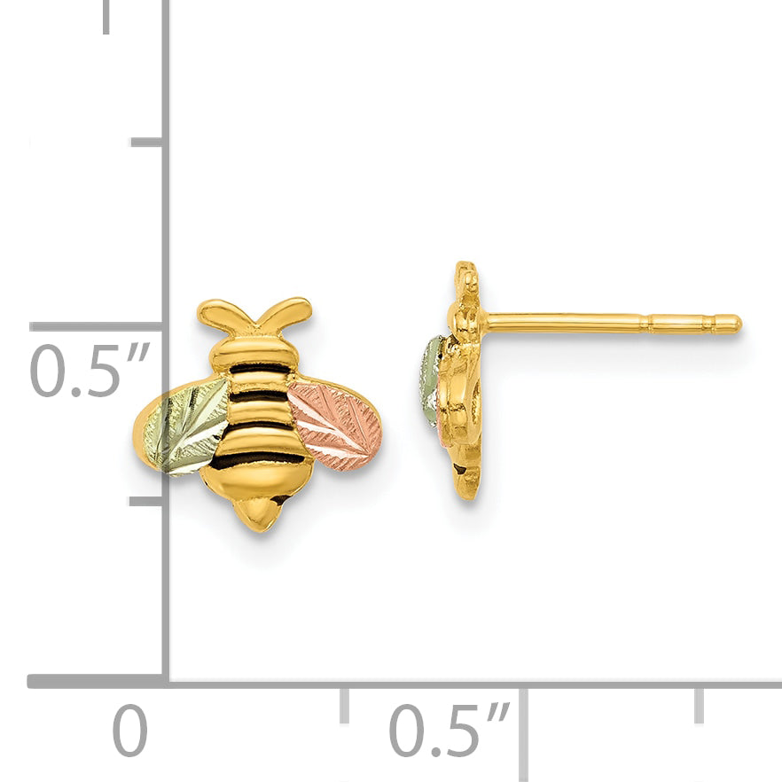 10k w/12K Accents Black Hills Gold Antiqued Bee Post Earrings