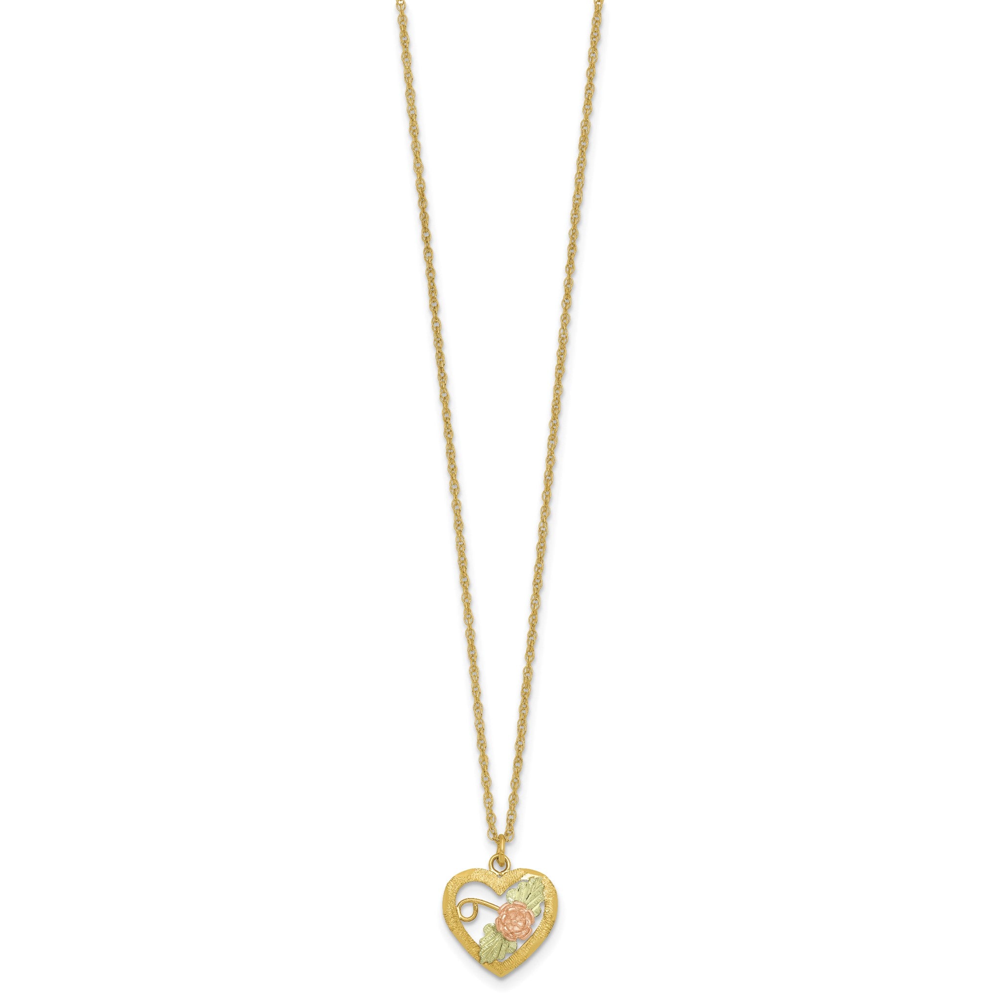 Black Hills Flower Heart Necklace in 10K Tri-Color Gold, Diamond-Cut Secondary image