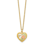 Black Hills Flower Heart Necklace in 10K Tri-Color Gold, Diamond-Cut - Sophia Jewelers