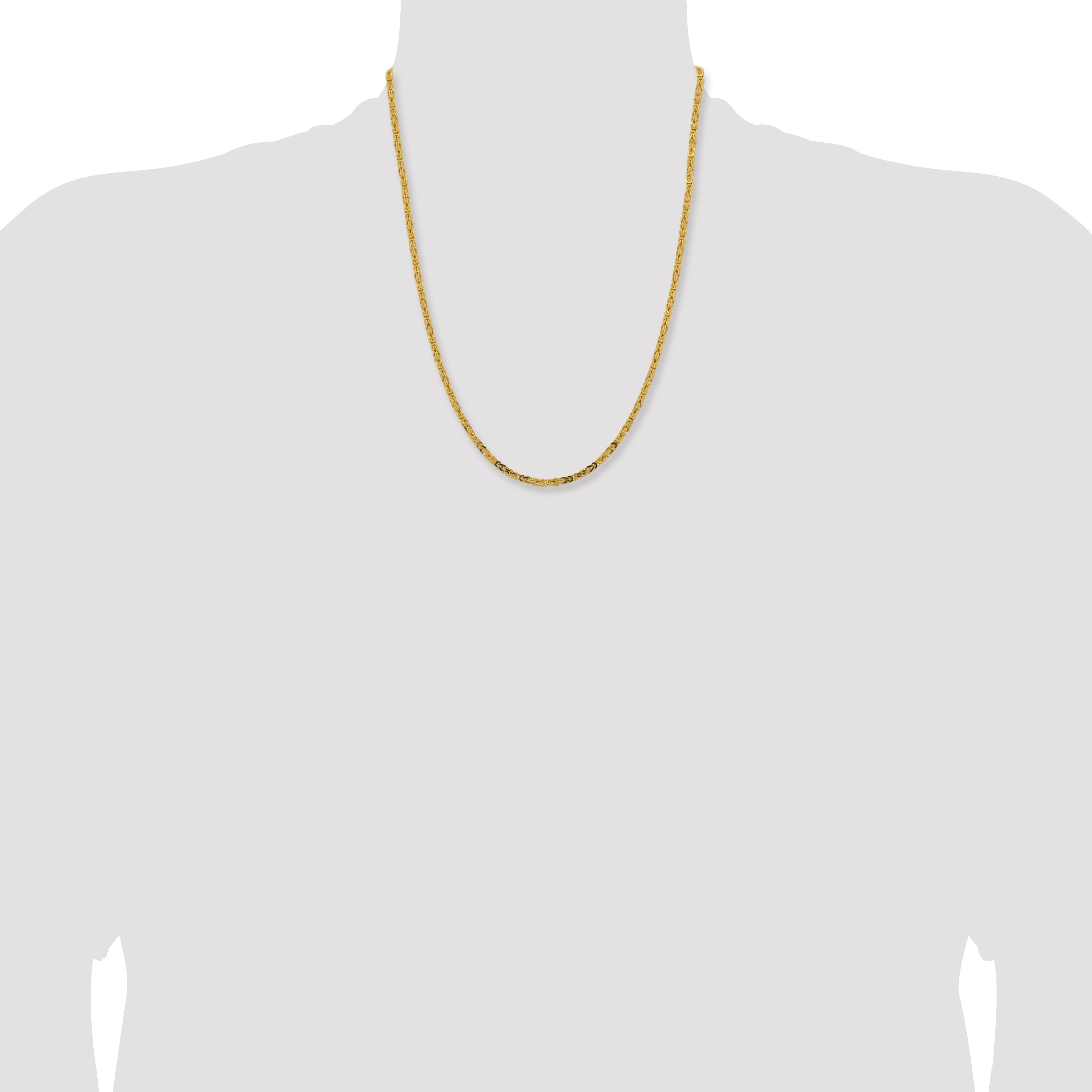 10K Yellow Gold 2.5mm Byzantine Chain - view 4
