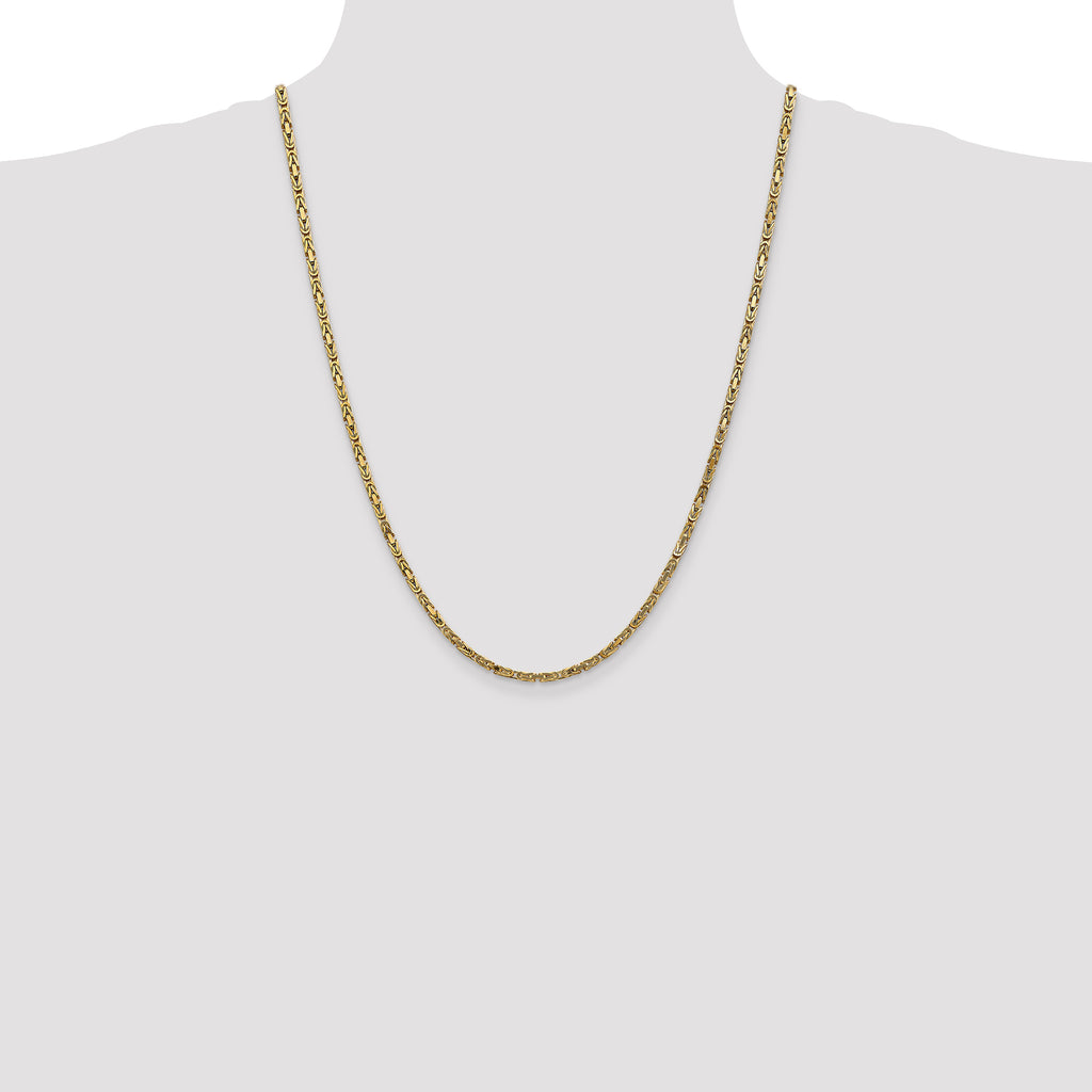 10K Yellow Gold 2.5mm Byzantine Chain - view 4