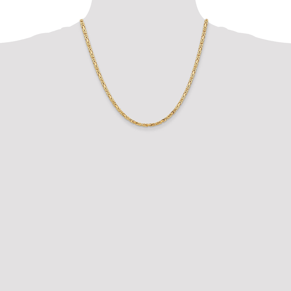 10K Yellow Gold 3.25mm Byzantine Chain - view 4
