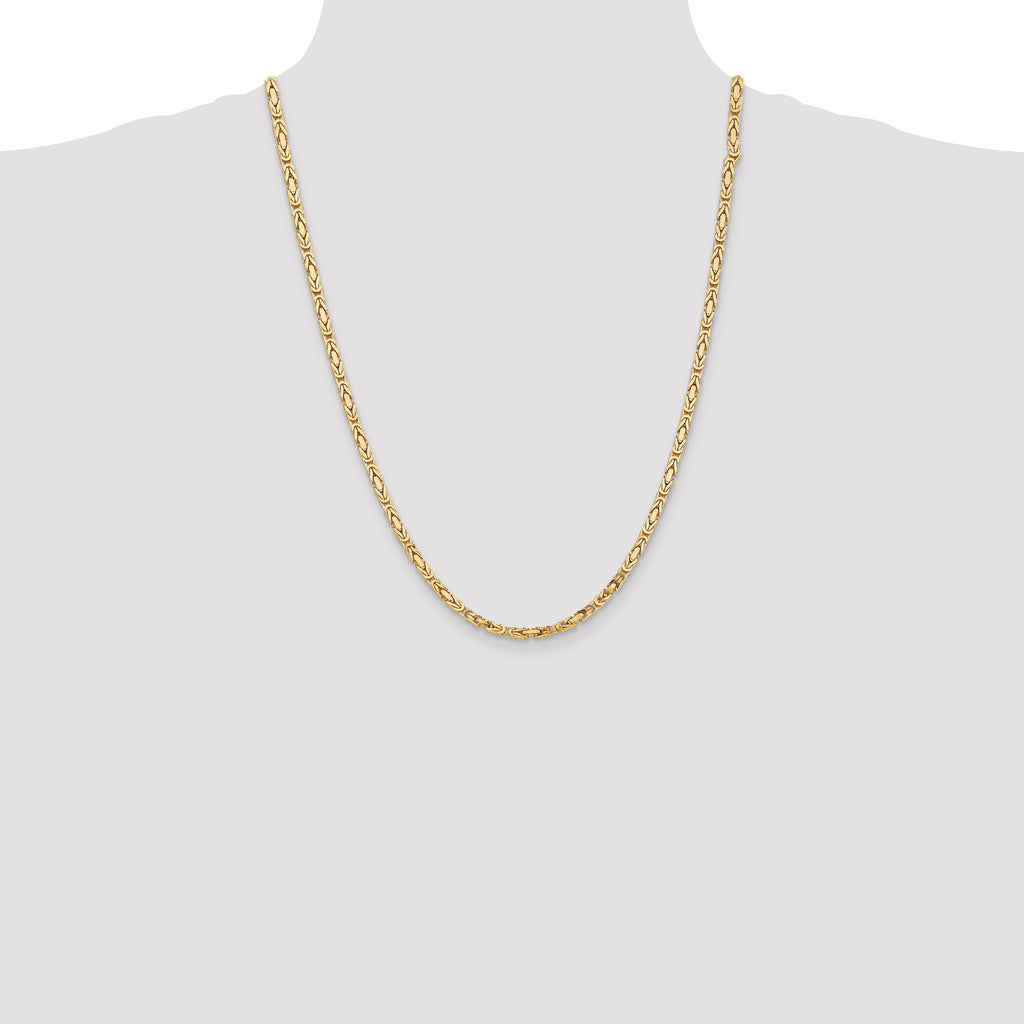 10K Yellow Gold 3.25mm Byzantine Chain Necklace - Sophia Jewelers