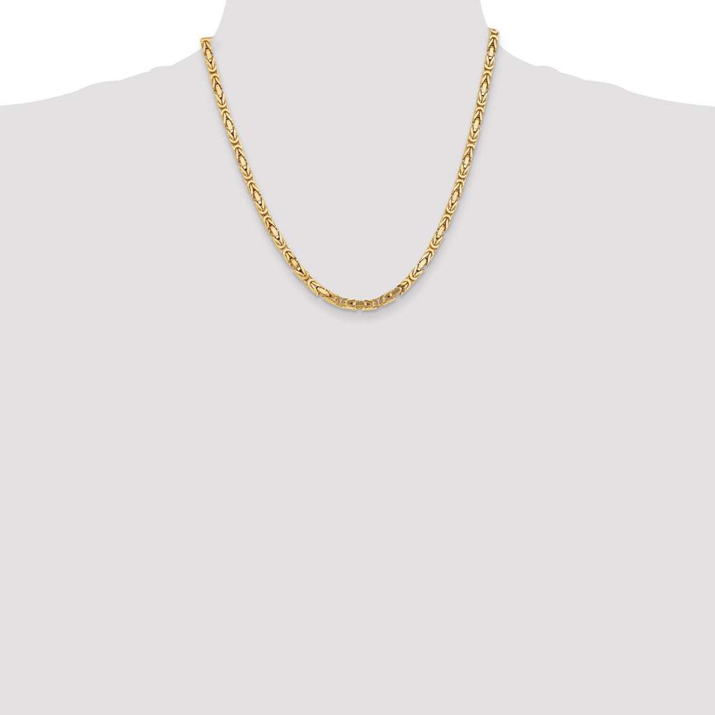 10K Yellow Gold 4.0mm Byzantine Chain - view 4
