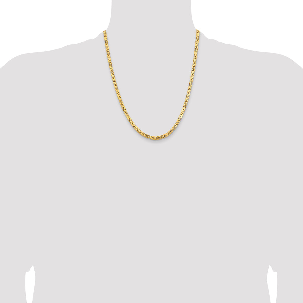10K Yellow Gold 4.0mm Byzantine Chain - view 4