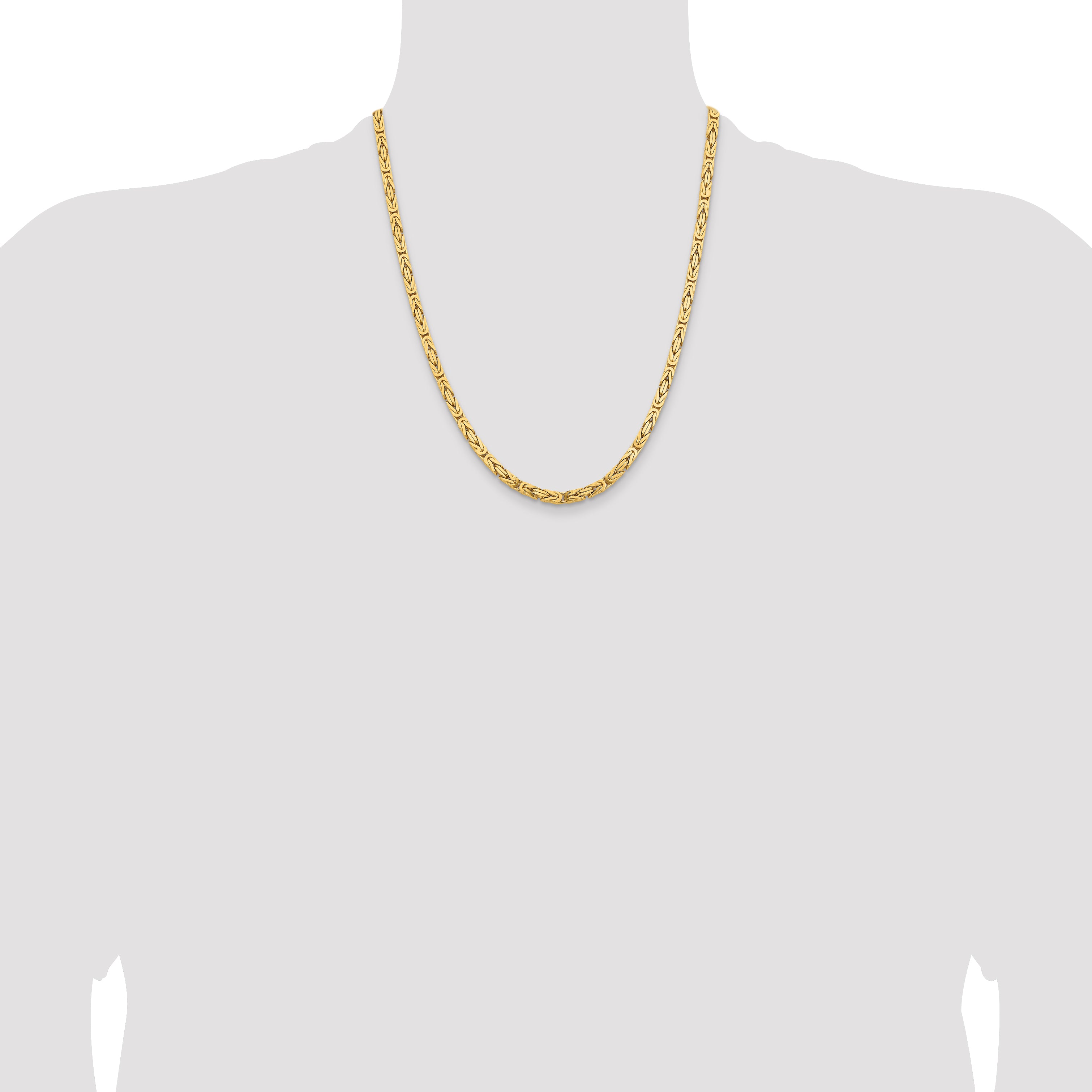 10K Yellow Gold 4.0mm Byzantine Chain - view 4