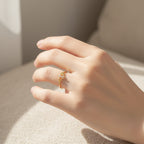 10K Yellow Gold Cubic Zirconia Cross Ring, 1 mm Band Width, 9 mm Top Length, Polished Finish