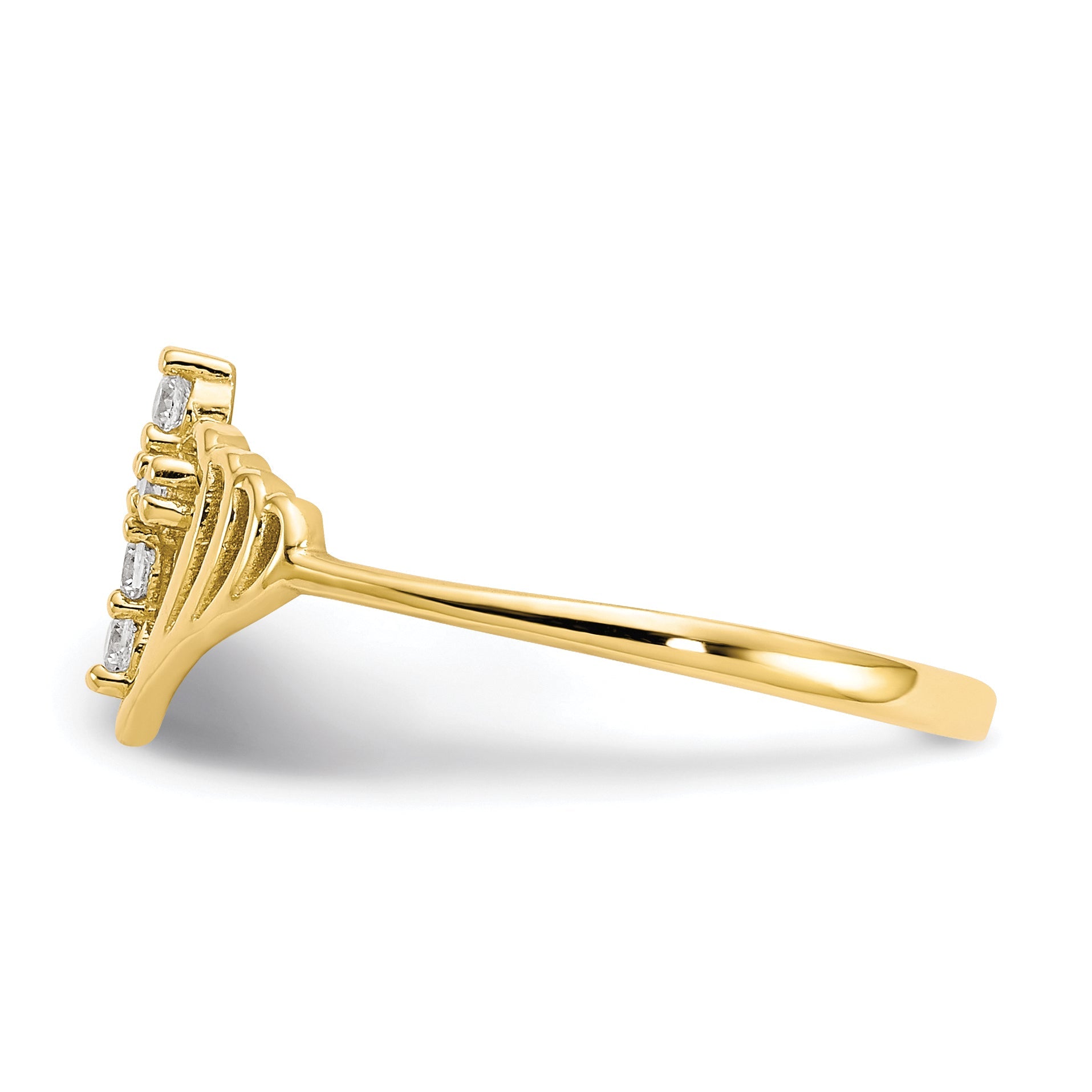 10K Yellow Gold Cubic Zirconia Cross Ring, 1 mm Band Width, 9 mm Top Length, Polished Finish