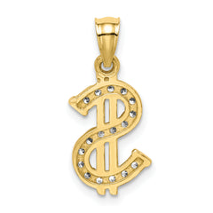 10K CZ Dollar Sign Pendant