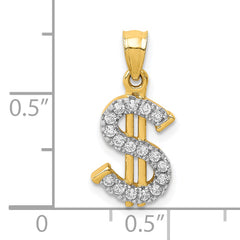 10K CZ Dollar Sign Pendant