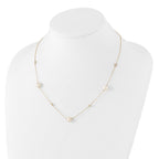10K Polished CZ and 7-8mm FWC Pearl 7 Station Necklace