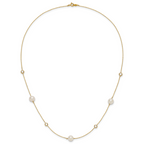 10K Polished CZ and 7-8mm FWC Pearl 7 Station Necklace