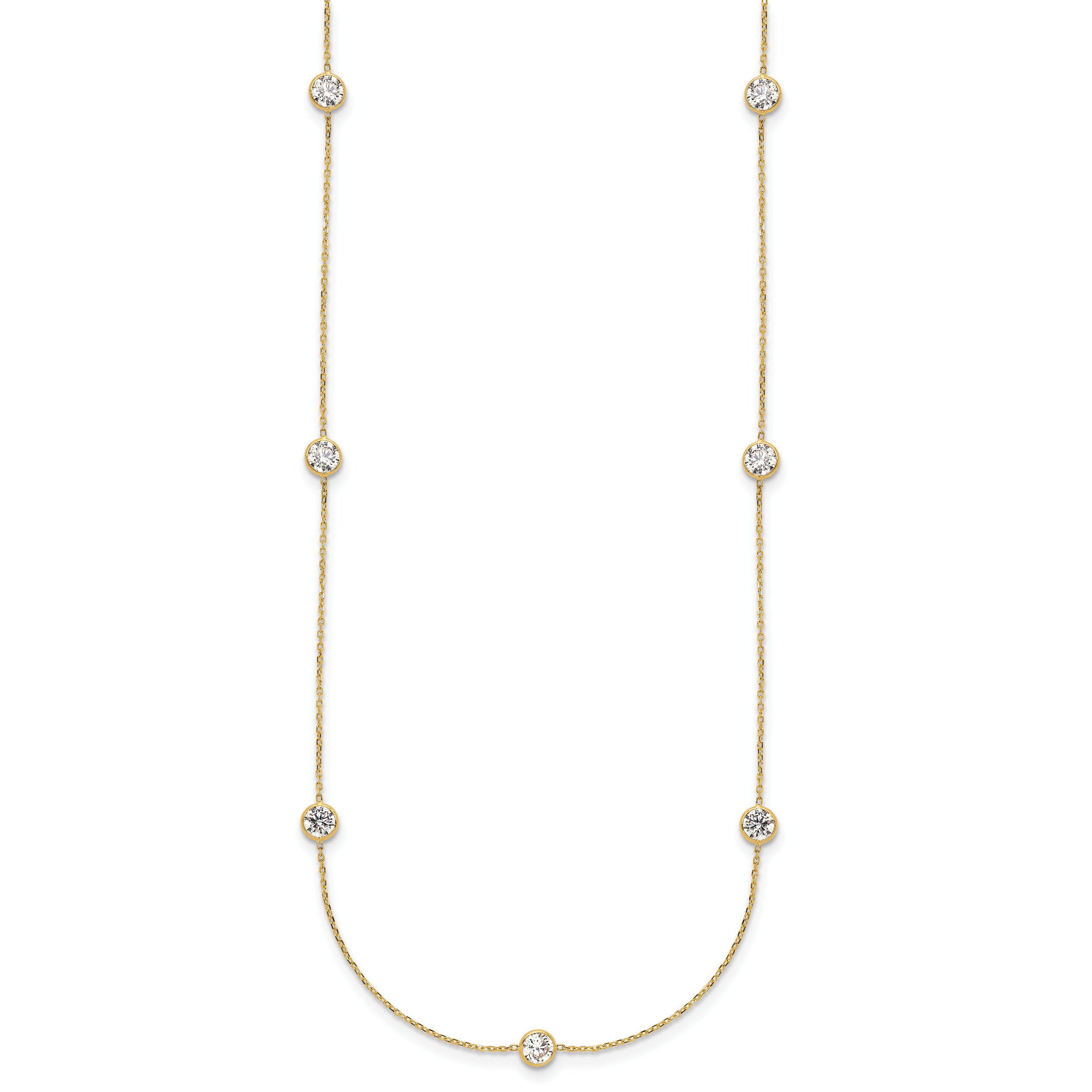 10K Polished CZ 7 Station Necklace Secondary image