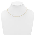 10K Polished CZ 7 Station Necklace