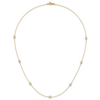 10K Polished CZ 7 Station Necklace