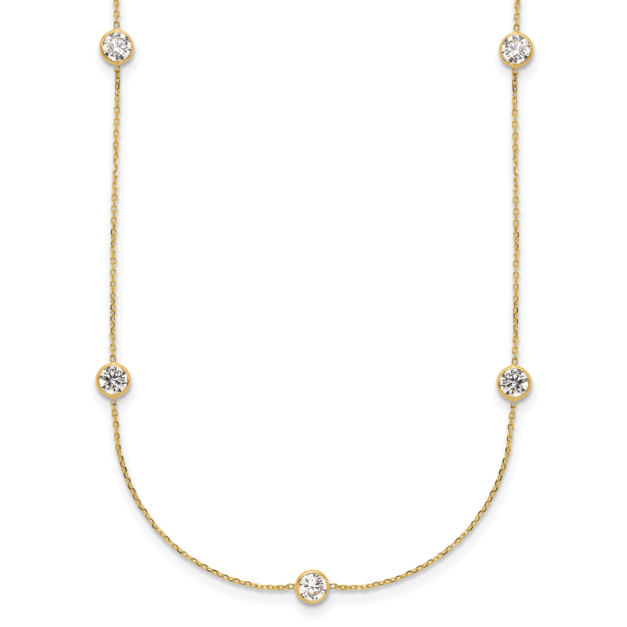 10K Polished CZ 7 Station Necklace Main image