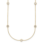 10K Polished CZ 7 Station Necklace