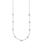 10K White Gold Polished CZ 9 Station Necklace