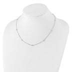 10K White Gold Polished CZ 9 Station Necklace