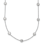 10K White Gold Polished CZ 9 Station Necklace
