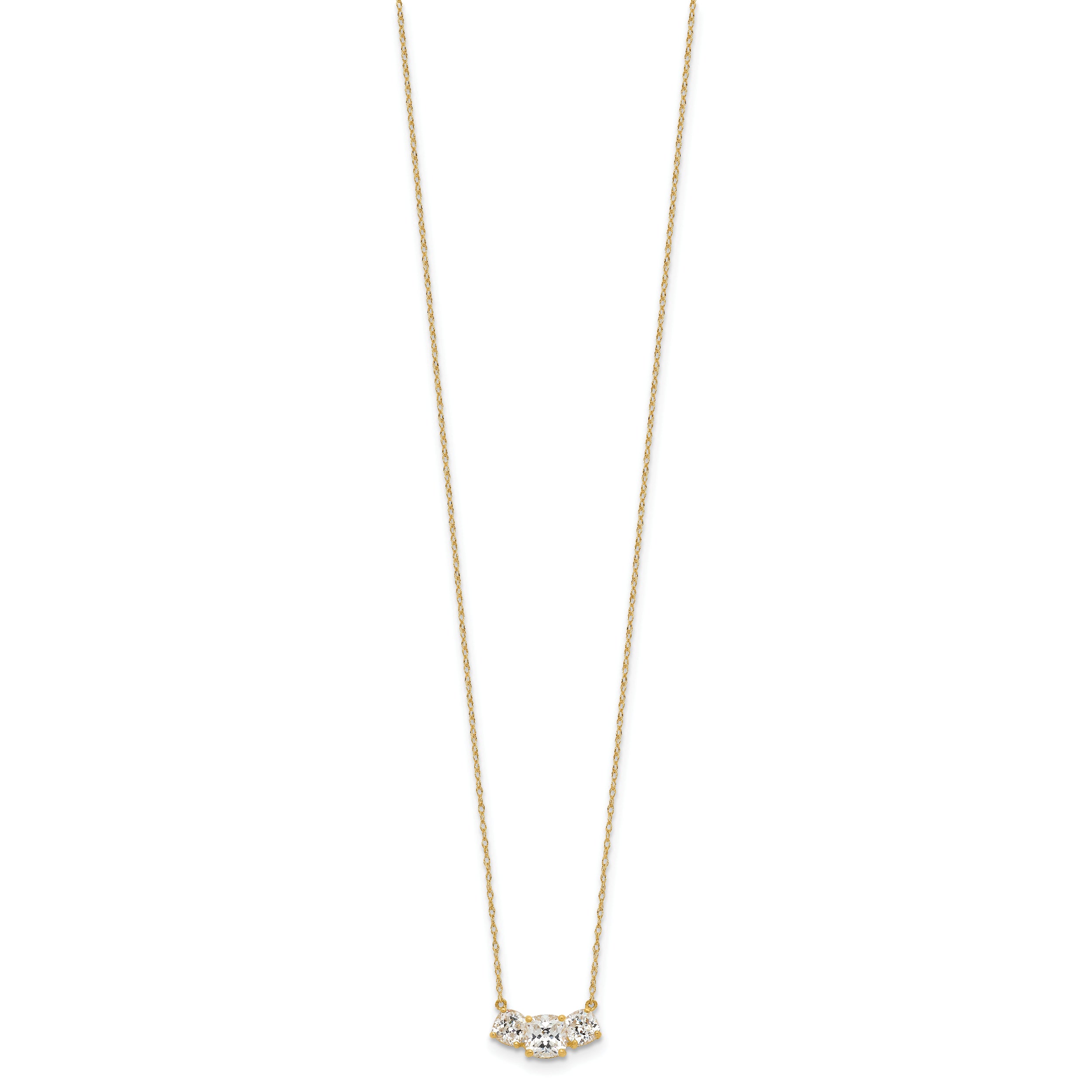 10K Polished 3-Stone CZ Necklace