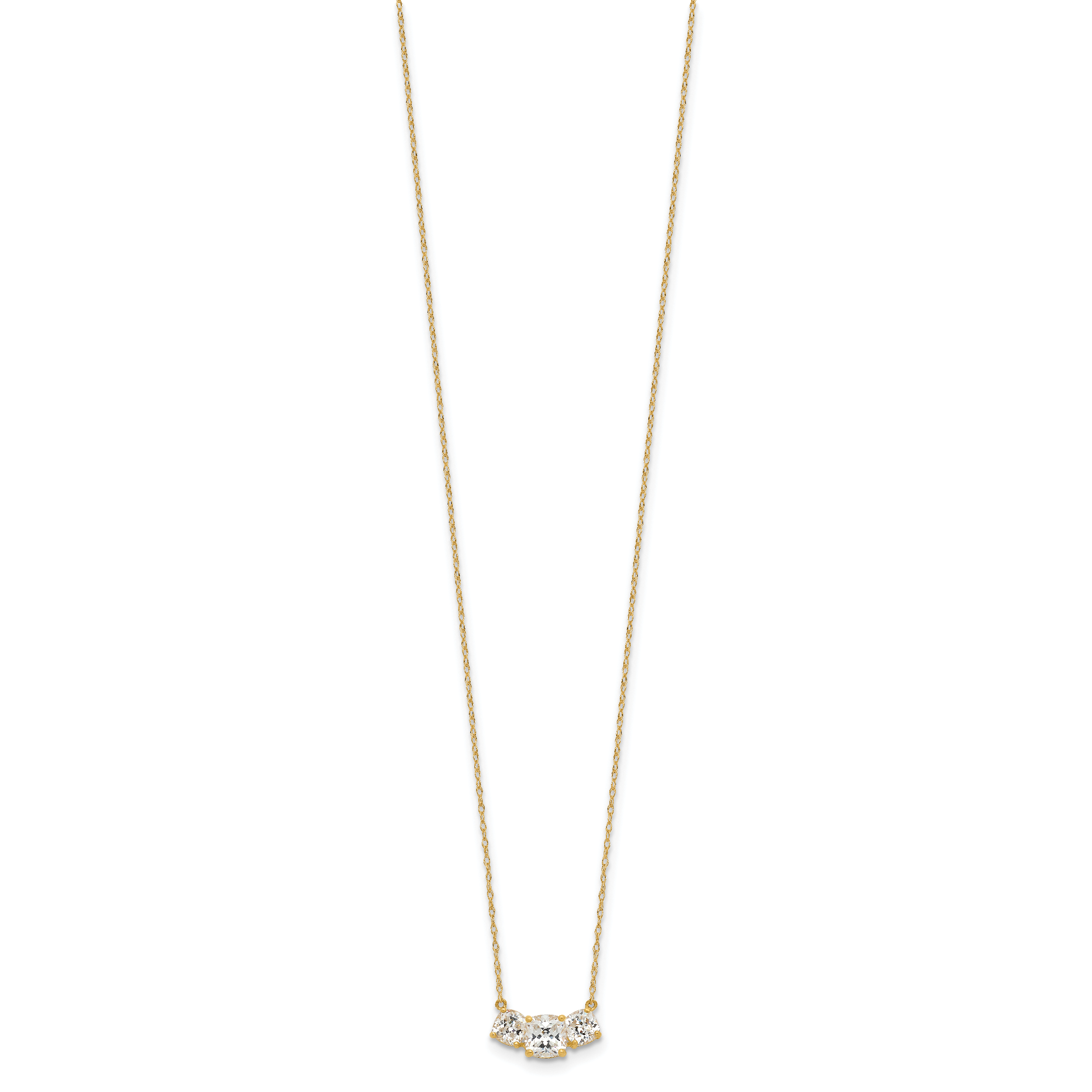 10K Polished 3-Stone CZ Necklace Secondary image