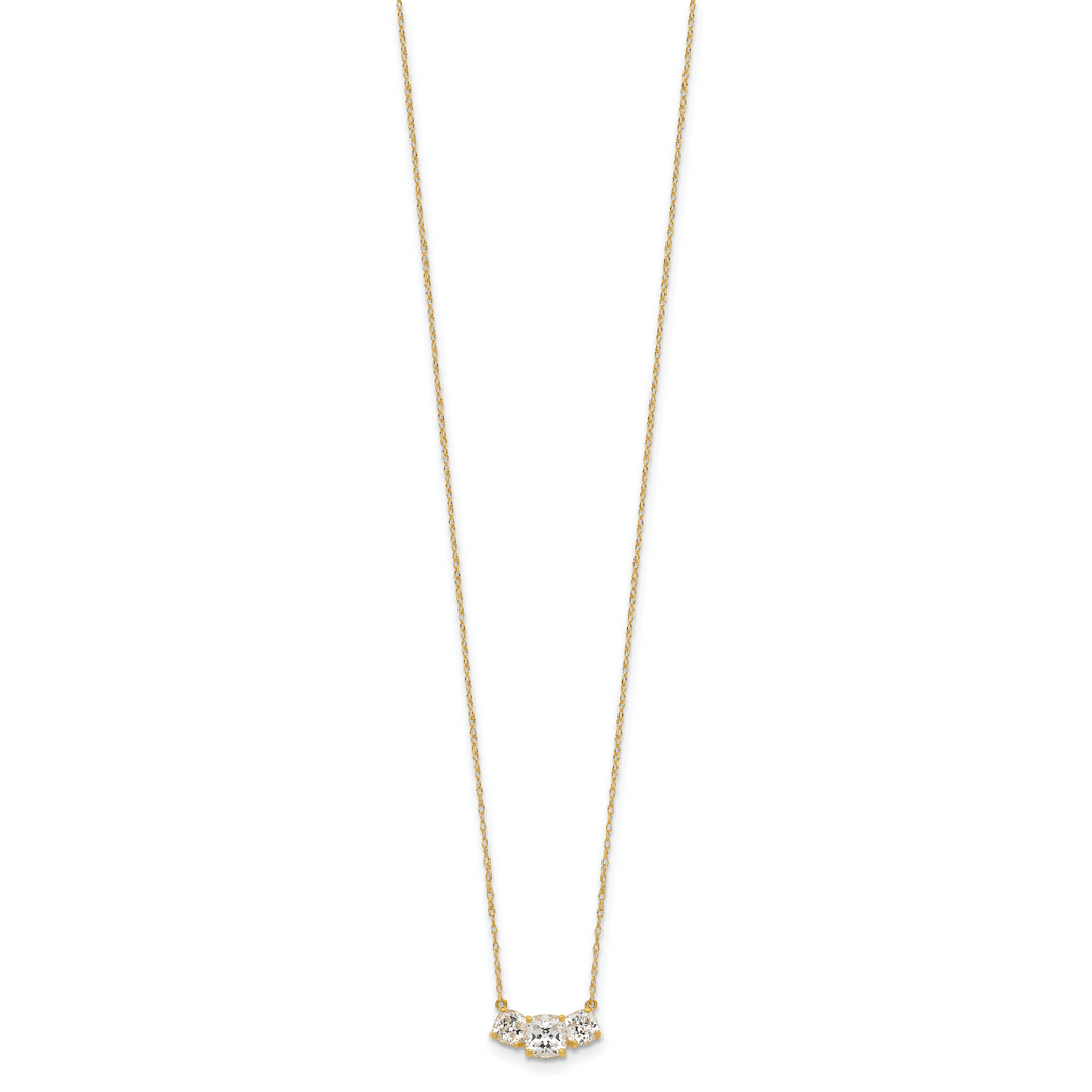 10K Polished 3-Stone CZ Necklace