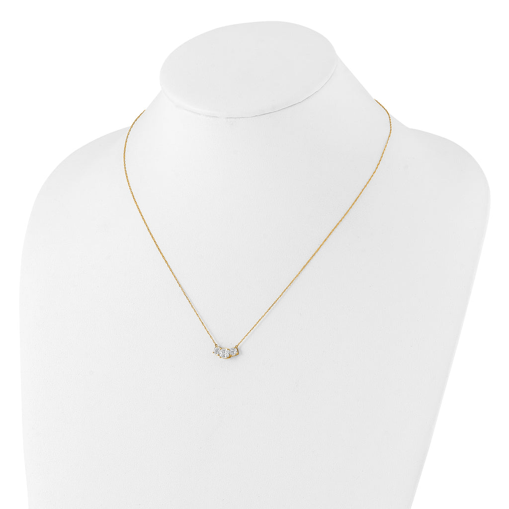 10K Polished 3-Stone CZ Necklace