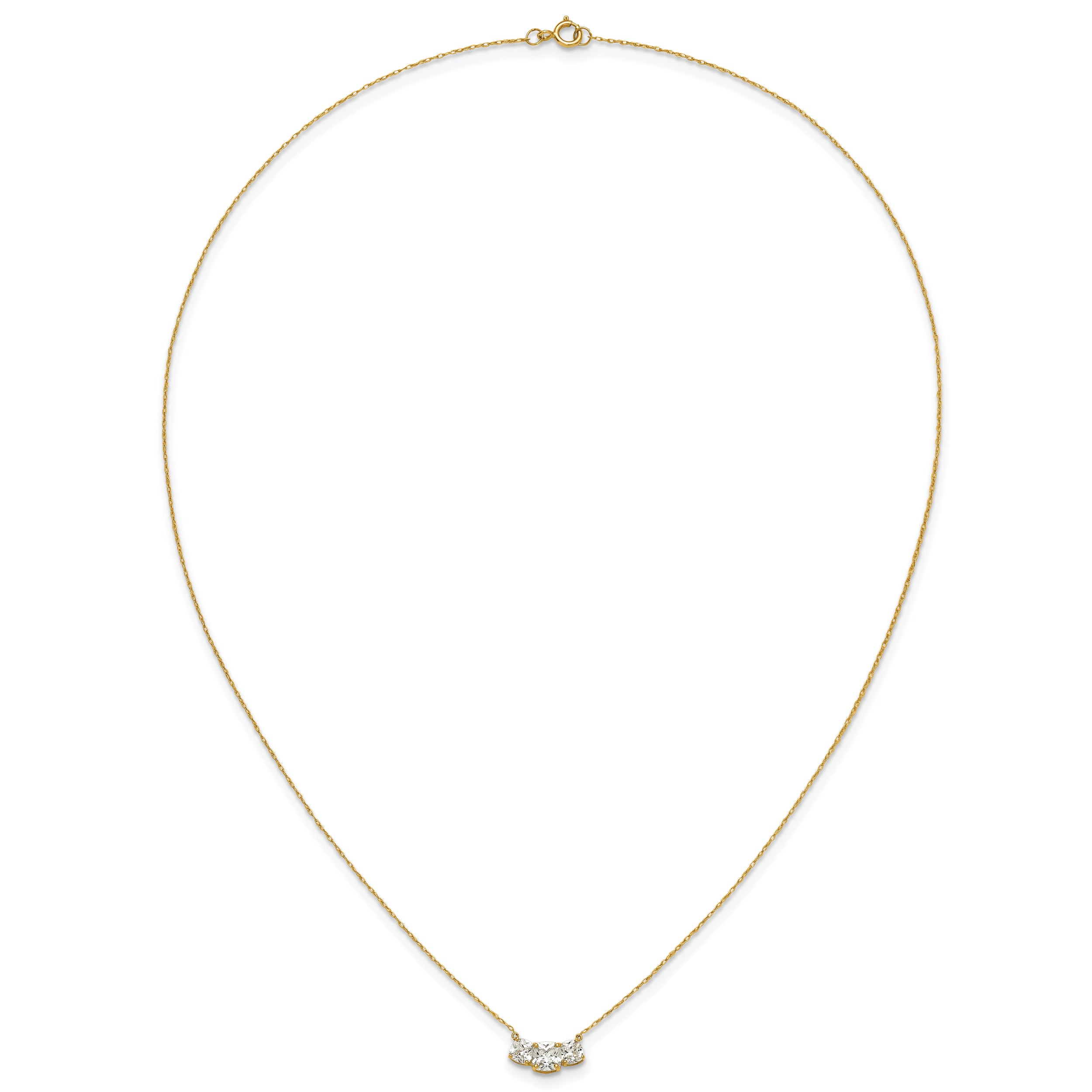 10K Polished 3-Stone CZ Necklace