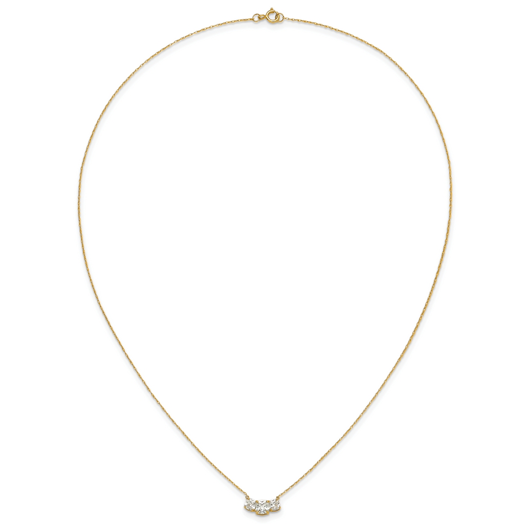 10K Polished 3-Stone CZ Necklace