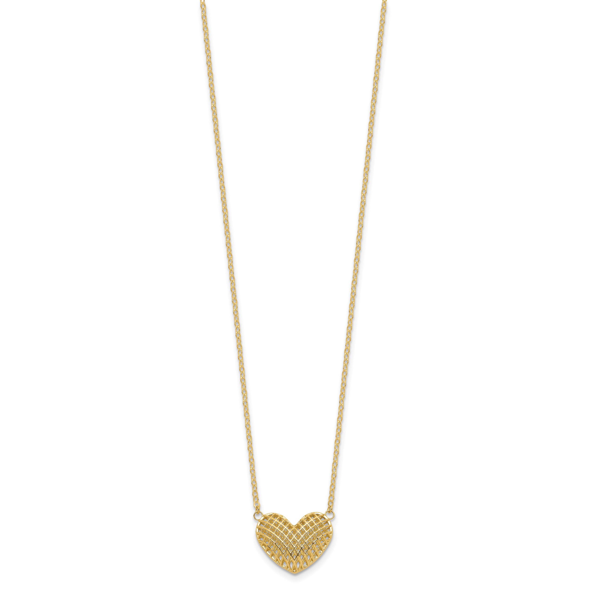 10k Polished Hollow 3D Heart 18in Necklace Secondary image