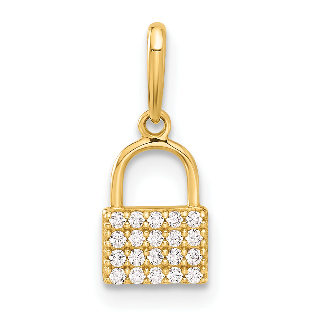 10K Polished CZ Lock Charm Main image