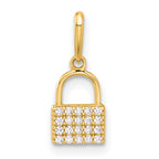 10K Polished CZ Lock Charm