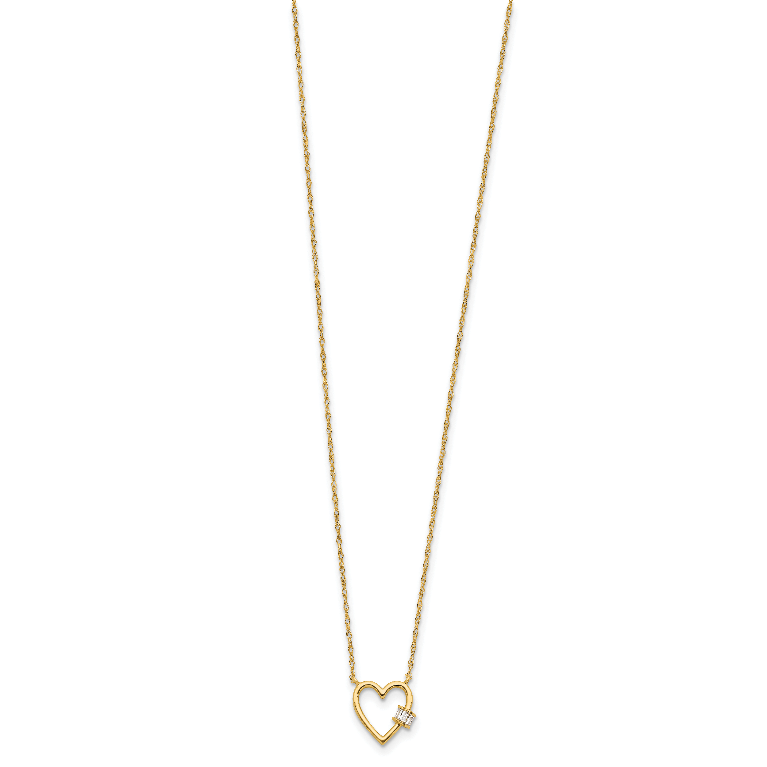 10K Polished CZ Heart Necklace
