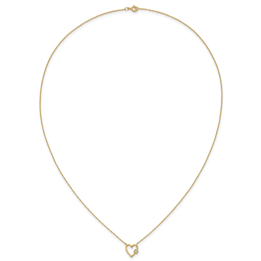 10K Polished CZ Heart Necklace