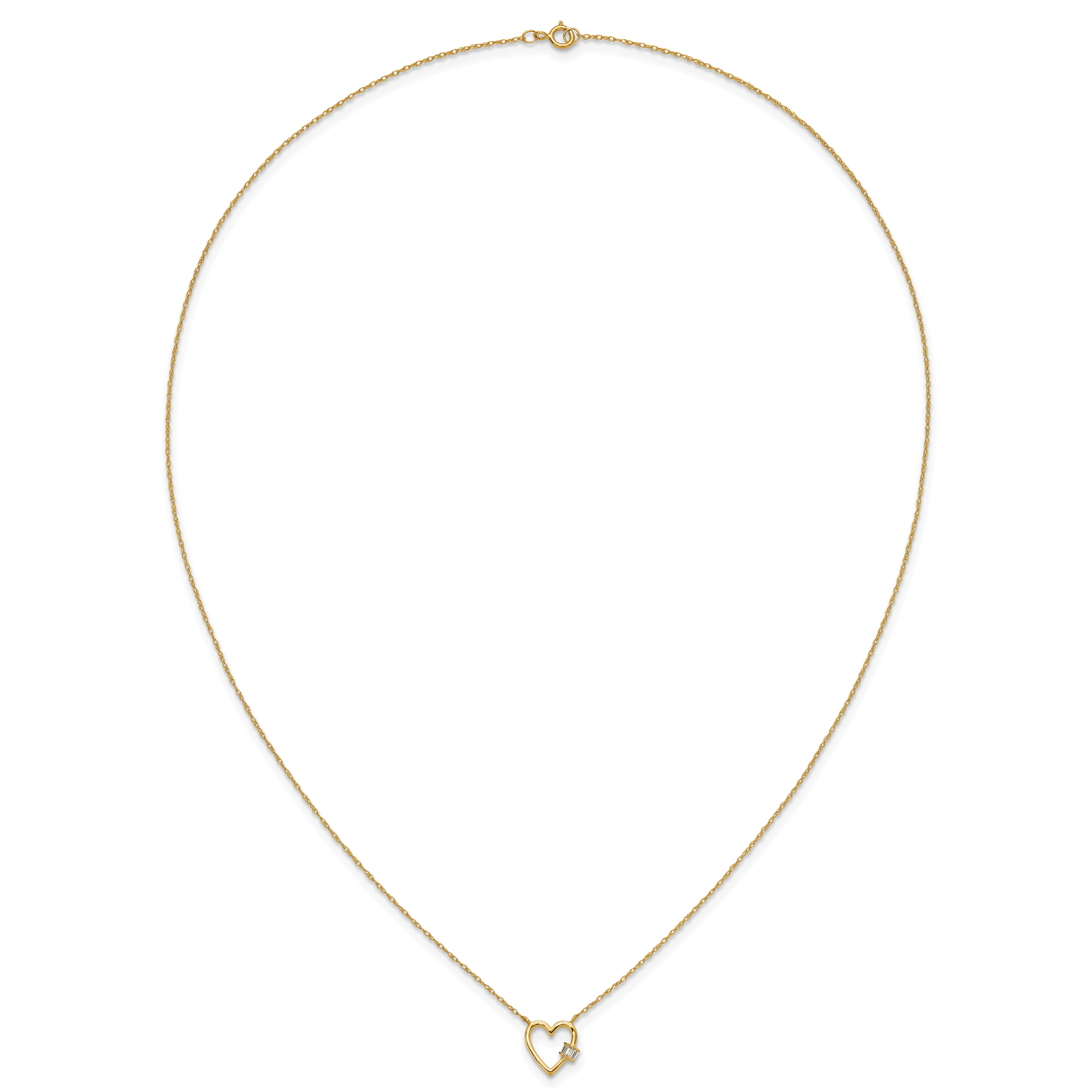 10K Polished CZ Heart Necklace