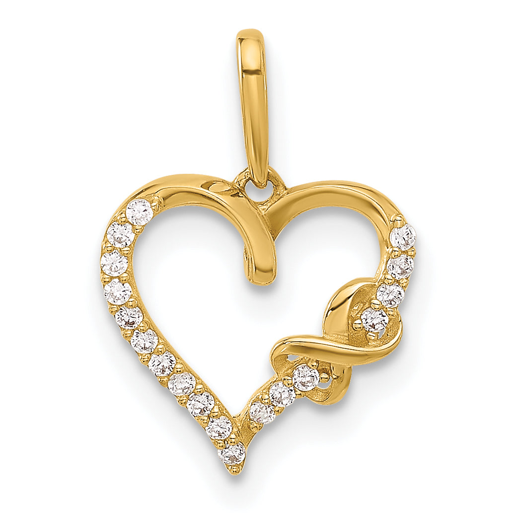 10K Polished CZ Infinity on Heart Charm Main image
