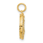10K Polished CZ and Mother of Pearl Sun Moon and Stars Disc Charm