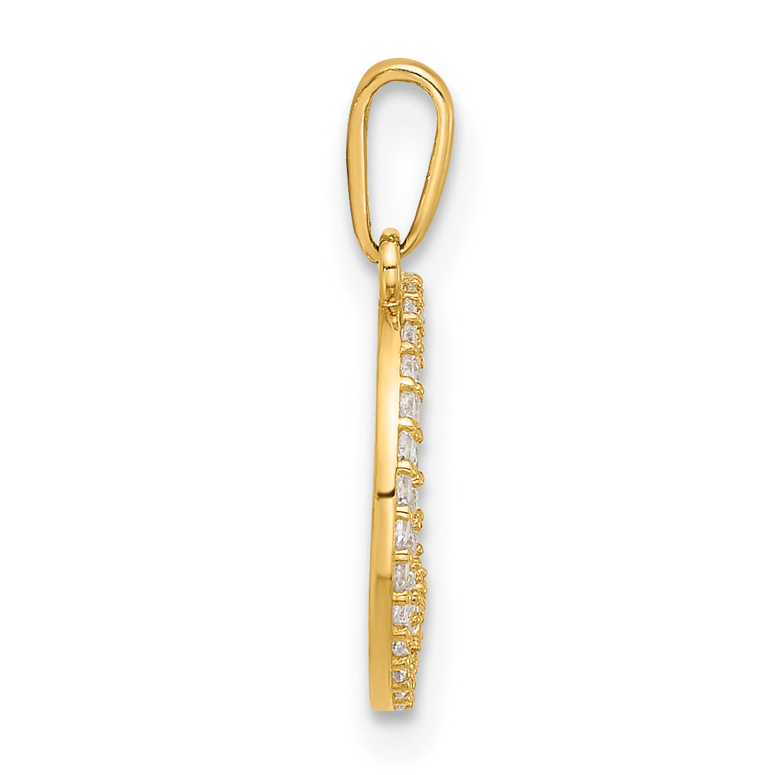 10K Polished Clear CZ Moon and Stars Charm Secondary image