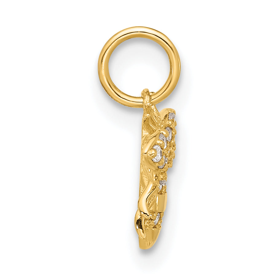 10K Polished Clear CZ Bee Charm Secondary image
