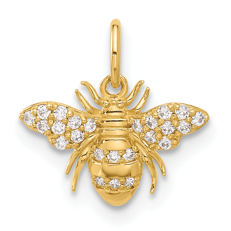 10K Polished Clear CZ Bee Charm Main image
