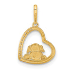 10K and White Rhodium CZ Dog In Heart Charm