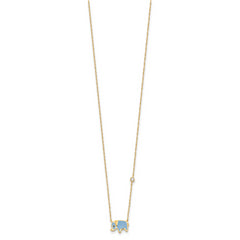 10K Polished CZ Enameled Elephant Necklace