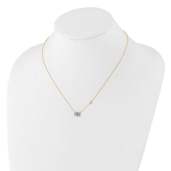 10K Polished CZ Enameled Elephant Necklace
