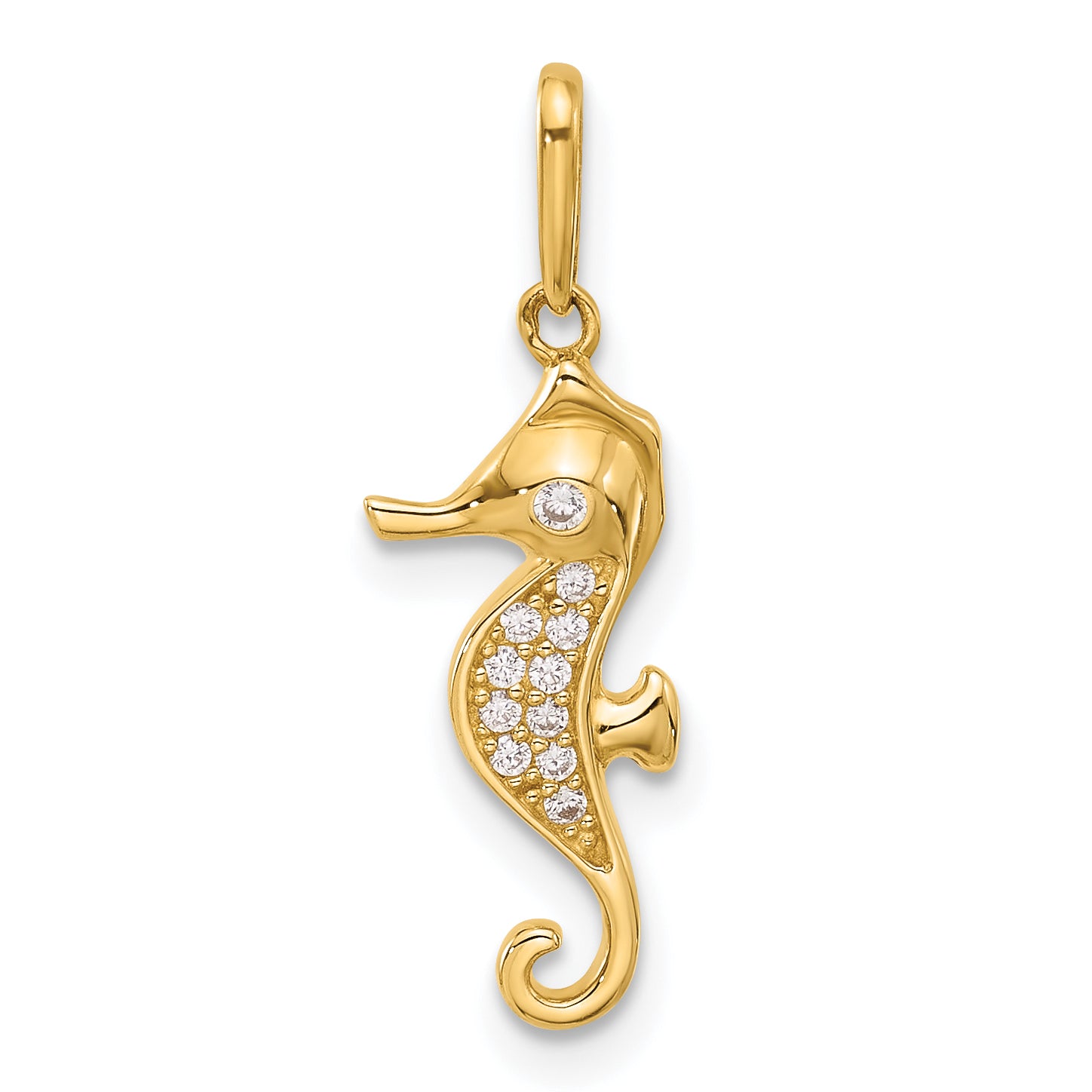 10K Polished CZ Seahorse Charm Main image
