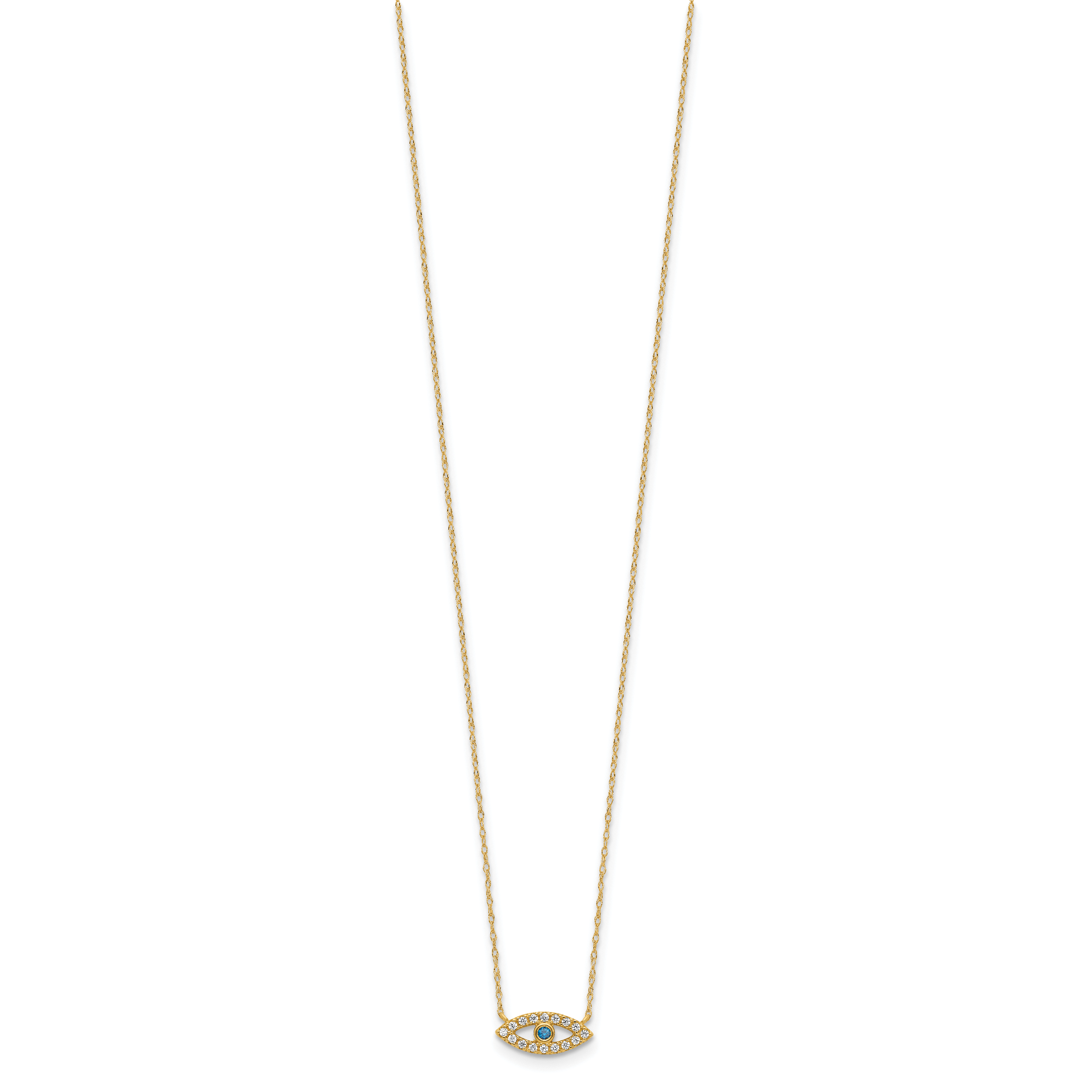 10K Polished CZ Evil Eye Necklace Secondary image