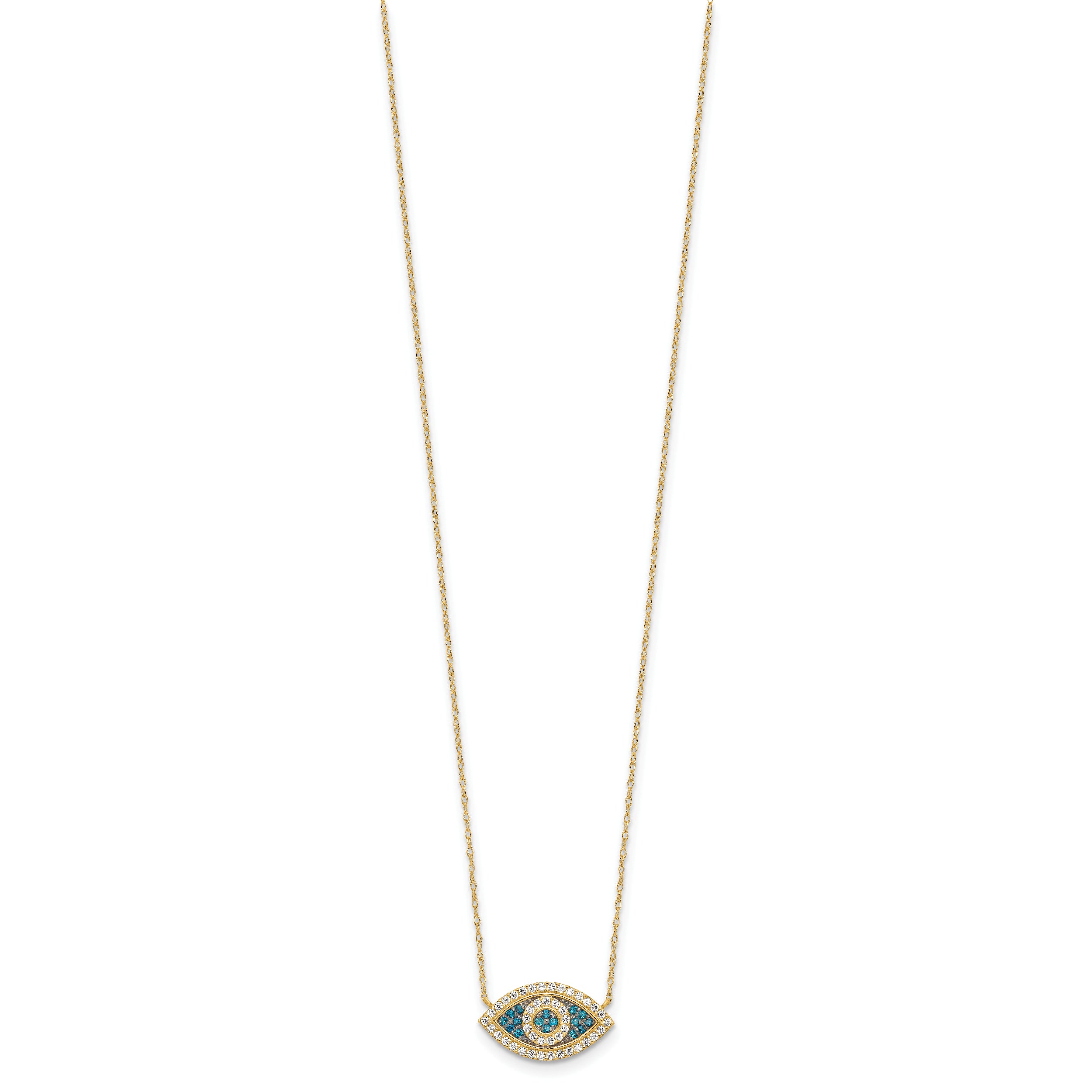 10K Polished CZ Evil Eye w/2 in ext Necklace